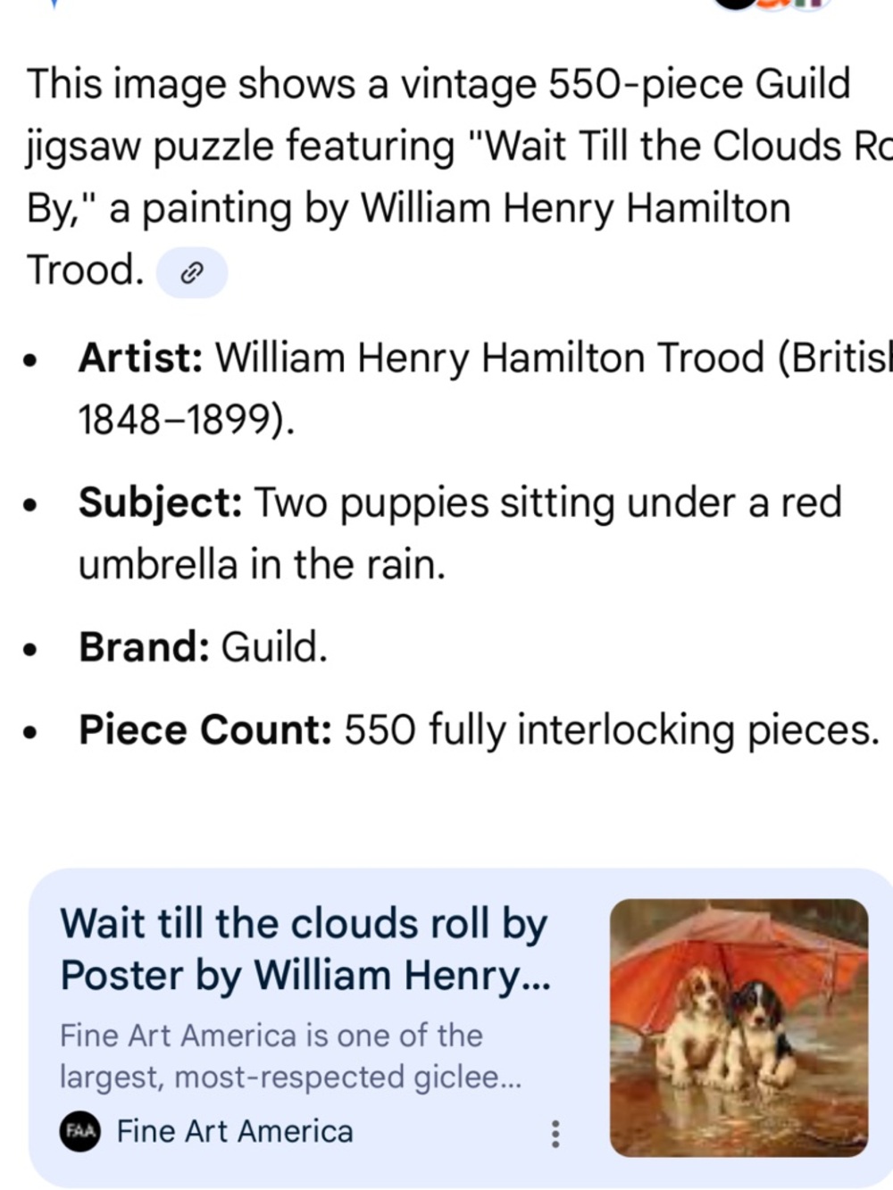 Guild 550-Piece Puppies with Umbrella Jigsaw Puzzle - Orange/Brown - Picture 3 of 10